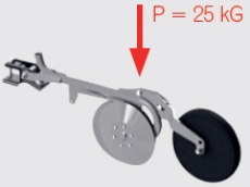 <ul>
<li>Brăzdar disc dublu alternativ ø300 mm</li>
<li>Forţă de apăsare max P = 25 kg/brăzdar</li>
<li>Roată de tasare şi copiere 300×50 mm</li>
</ul>