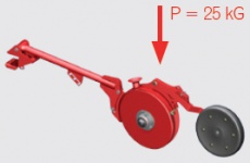 <ul>
<li>Alternating disc coulter SHELL ø350 mm</li>
<li>Max clamping force P = 35 kg/coulter</li>
<li>Compacting and ground-following wheel&nbsp;330×50 mm</li>
</ul>